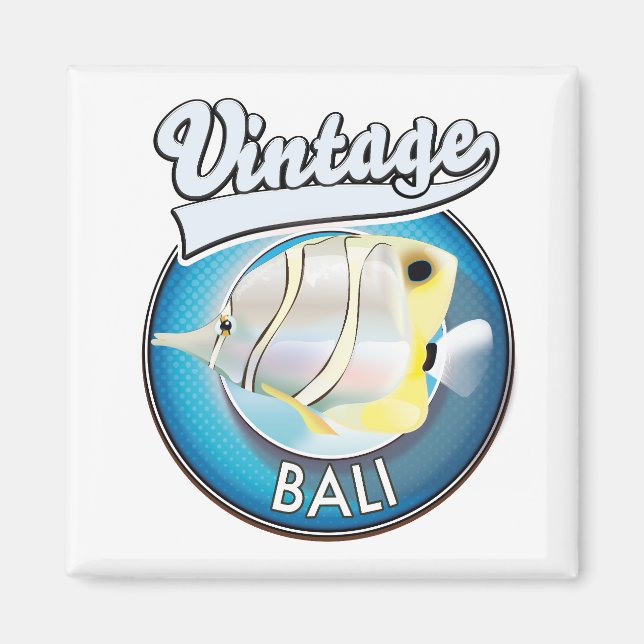 Vintage Bali retro logotyp Magnet (Framsidan)