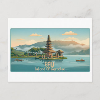 Vintage Bali Ulun Danu Beratan Lake Temple Travel Vykort