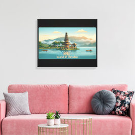 Vintage Bali Ulun Danu Beratan Sjøtempel Reise Canvastryck
