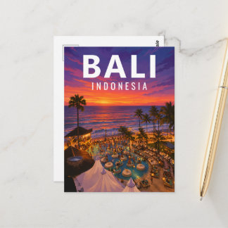 Vintage Bali vykort – Finns Beach Club solnedgång