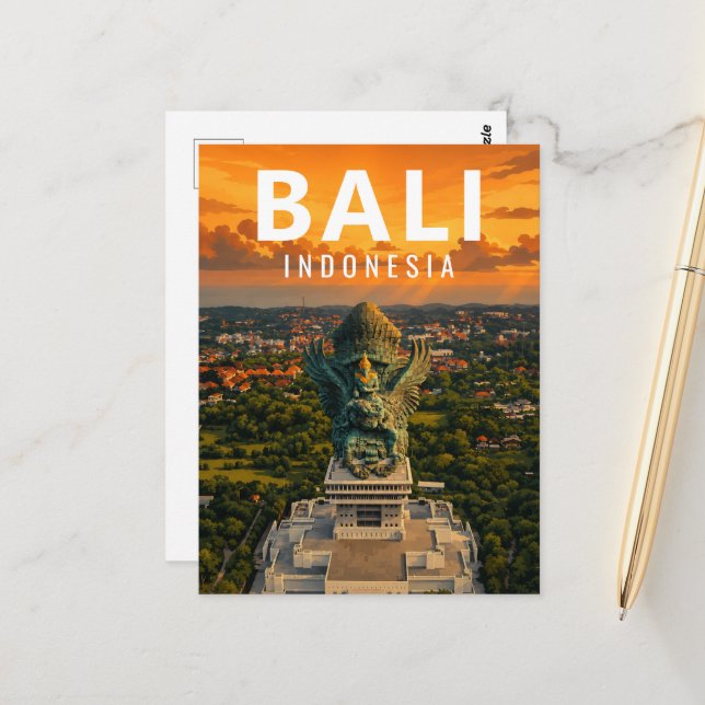 Vintage Bali vykort – Garuda Wisnu Kencana (Fram/Back In Situ)