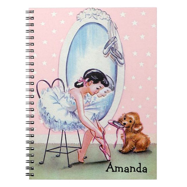 Vintage Ballerina Bild Anteckningsbok (Framsidan)