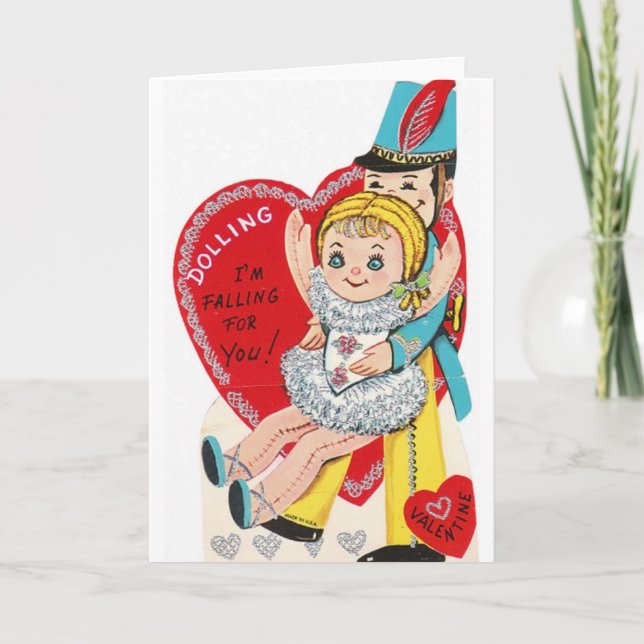 Vintage Ballerina Doll Valentine Day Card Helgkort (Framsida)
