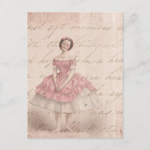 Vintage Ballerina Girl i Rosa Tutu Vykort