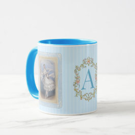 Vintage Ballerina Kaffekopp i Mjuk Aqua Blå