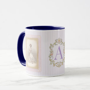 Vintage Ballerina Kaffemugga i Mjuk Lilac & Blå Mugg
