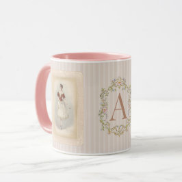 Vintage Ballerina Kaffemugge i Mjuk Röd & Taupe Mugg