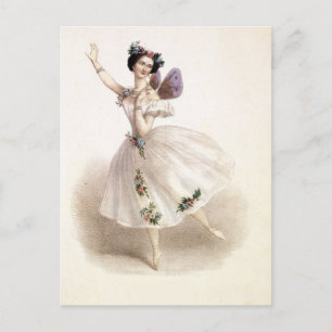 Vintage Ballerina med fairy vingar Vykort