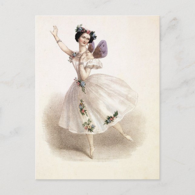 Vintage Ballerina med fairy vingar Vykort (Framsida)