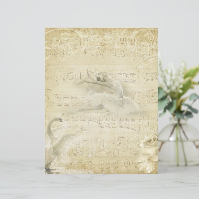 Vintage ballerina och svan (Stående Fram)