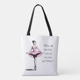 Vintage Ballerina & Tutu Quote White Tygkasse