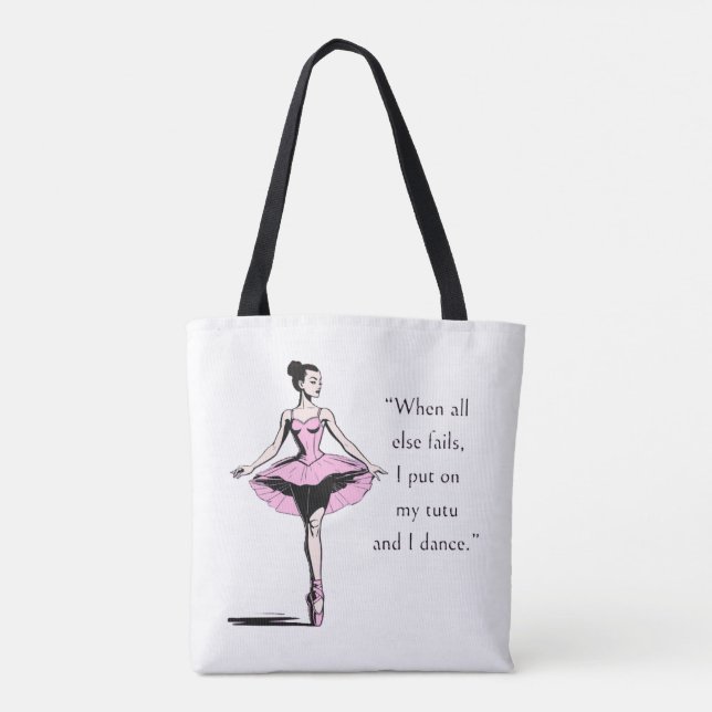 Vintage Ballerina & Tutu Quote White Tygkasse (Baksida)