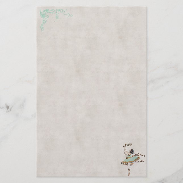 Vintage Ballet Dancer Stationery Brevpapper (Framsida)