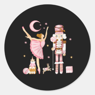 Vintage Ballet Nutcracker, Rosa Julafton Wome Runt Klistermärke