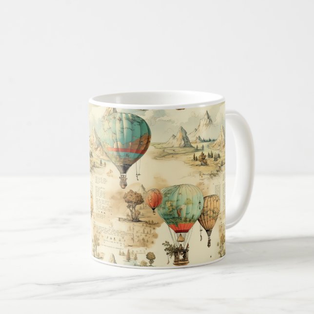 Vintage Ballong Vildmarks Karta Berg Kaffemugg (Framsida höger)