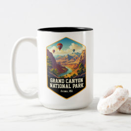 Vintage Balloon Resor Grand Canyon nationalpark Två-Tonad Mugg