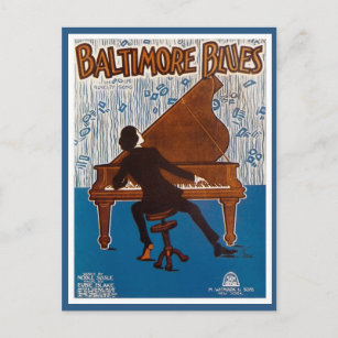 Vintage Baltimore blues musikskydd Vykort