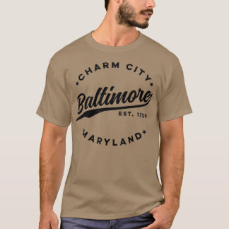 Vintage Baltimore Charm City Maryland Black Text T Shirt