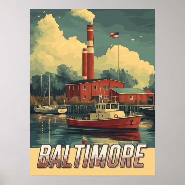 Vintage Baltimore Maryland Poster (Framsidan)