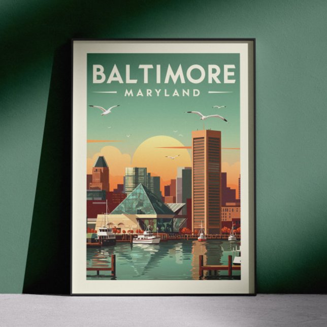 Vintage Baltimore Maryland Poster (Skapare uppladdad)