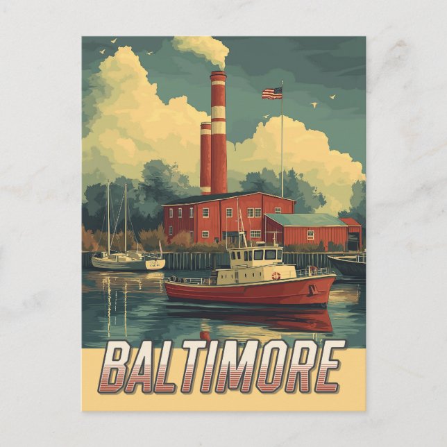 Vintage Baltimore Maryland Vykort (Framsida)
