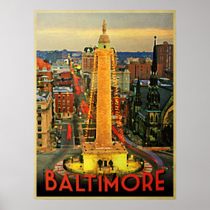 Vintage Baltimore på Dusk Poster