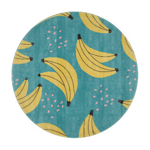 Vintage banan mönster, blå bakgrund.