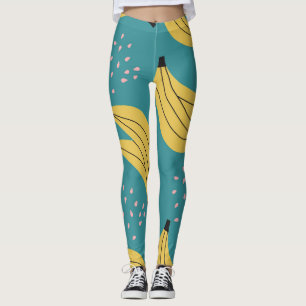 Vintage banan mönster, blå bakgrund. leggings