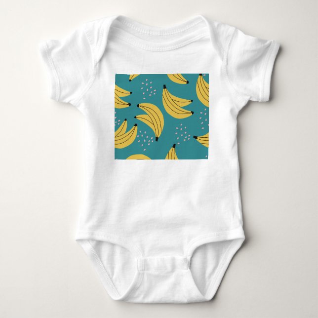 Vintage banan mönster, blå bakgrund. t shirt (Framsida)