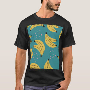 Vintage banan mönster, blå bakgrund. t shirt