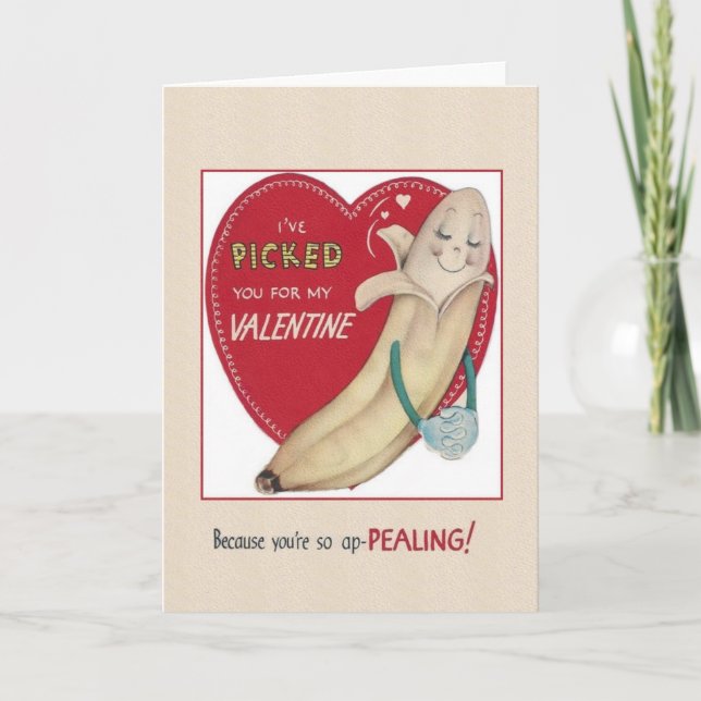 Vintage Banana Valentine Card Helgkort (Framsida)
