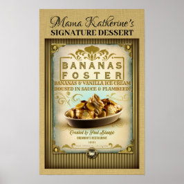 Vintage Bananas Foster New Orleans Sign Poster