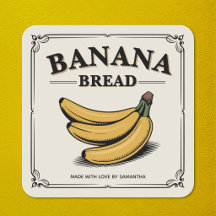Vintage Bananbröd Etikett Klistermärke