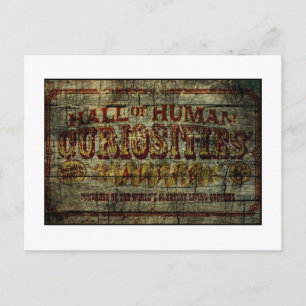 Vintage-banderoll i Hall of Human Curiosities Vykort