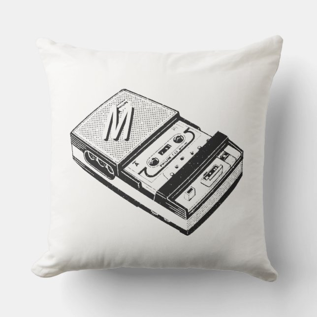 Vintage Bandspelare Monogram utomhusfyllning Utomhuskudde (Framsida)