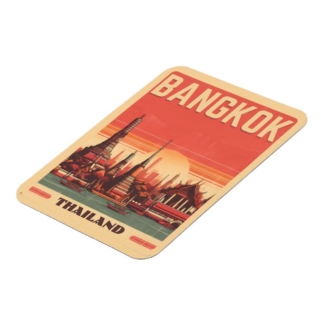 Vintage Bangkok city skyline Thailand resegåvor Magnet (Vänstra Sidan)
