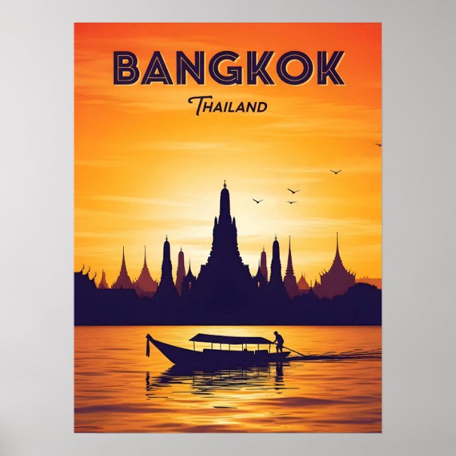 Vintage Bangkok Thailand resa Poster (Framsidan)