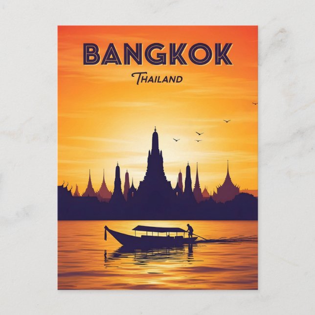 Vintage Bangkok Thailand resa Vykort (Framsida)