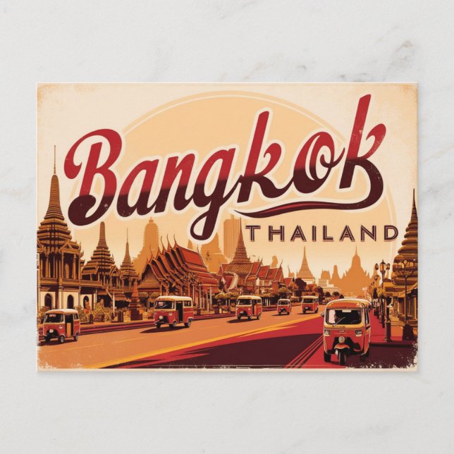 Vintage Bangkok, Thailand Vykort (Framsida)