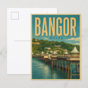 Vintage Bangor, norra Wales presenter och souvenir Vykort