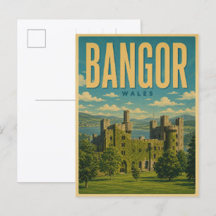 Vintage Bangor, norra Wales presenter och souvenir Vykort