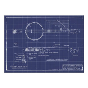 Vintage Banjo Blueprint Poster