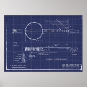 Vintage Banjo Blueprint Poster