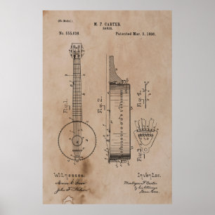 Vintage Banjo Patent Poster