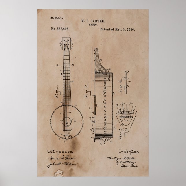 Vintage Banjo Patent Poster (Framsidan)