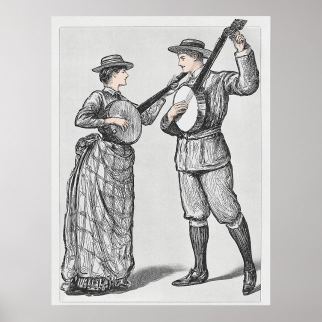 Vintage Banjo Players print Poster (Framsidan)