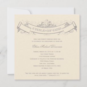 Vintage Banner Baptism/julinbjudning Inbjudningar