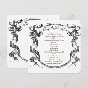 Vintage Banner Flourish Script Bröllopsdusch Inbjudningar