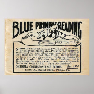 Vintage Bantavtrycksläsning och Poster