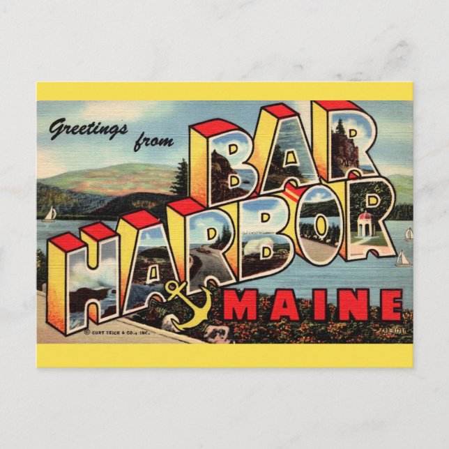 Vintage Bar Harbor Vykort (Framsida)
